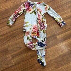 Posh Peanut Baby Girls 6-9 Months Vibrant Sleeper Ruffle Pajamas Mint Con Roses